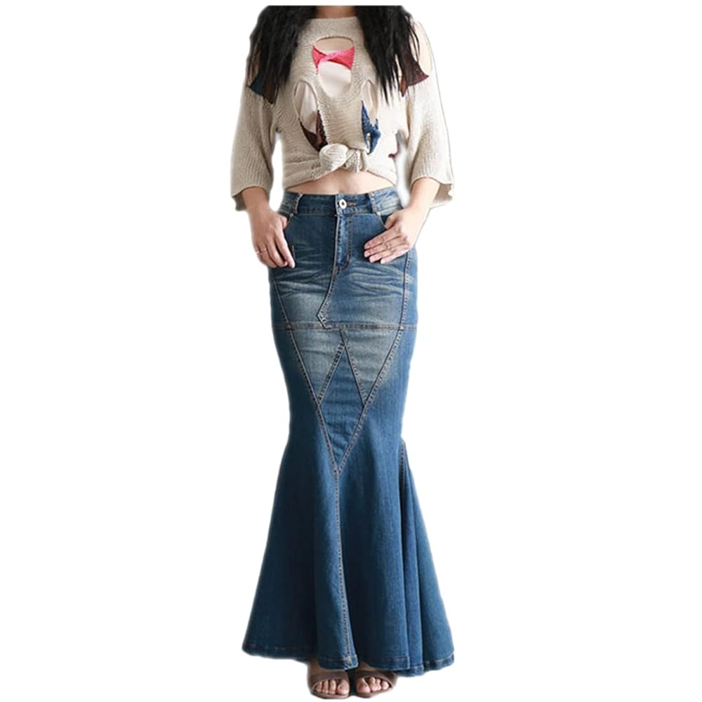 Amazon.com: Denim Mermaid Style Skirts for Women Denim